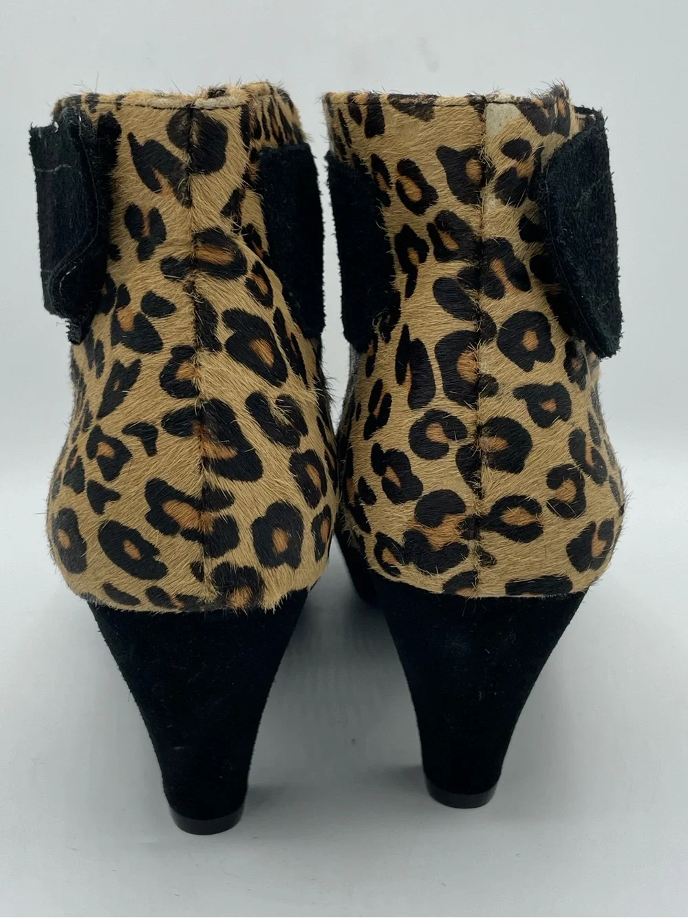 Sasha London Vera Leopard Print Fur  Block Heel Mary Jane Shoes.